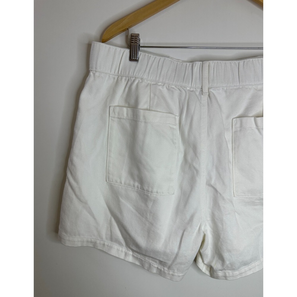 New GAP White Elastic Waist Twill Shorts High Rise 3.5" Inseam Cotton Blend XL - Picture 10 of 13